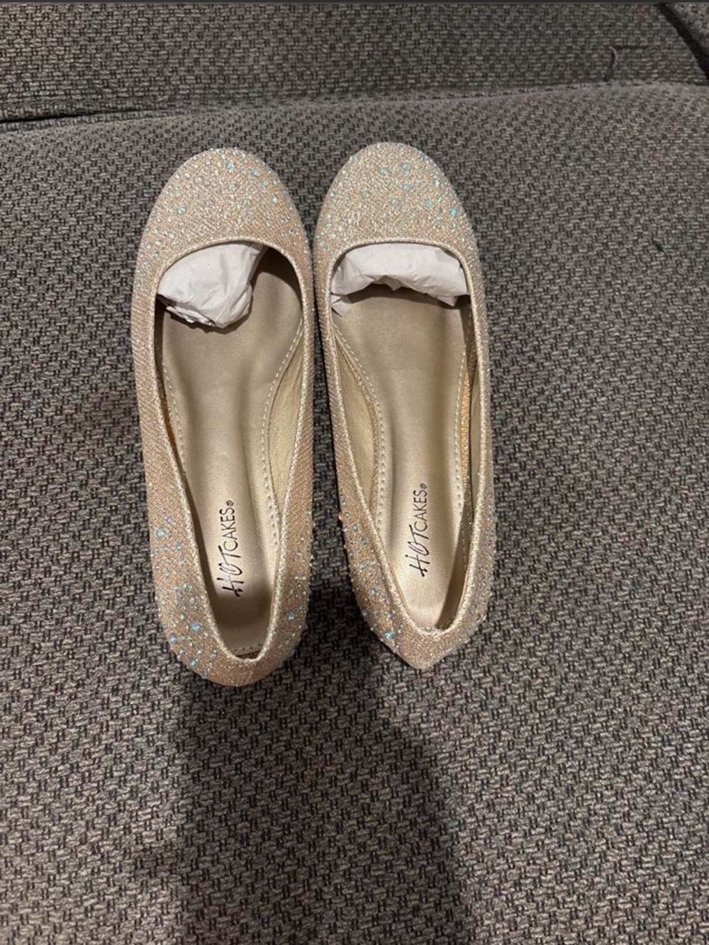 Hot Cakes Glitter Ballet Flats in Champagne Sparkle